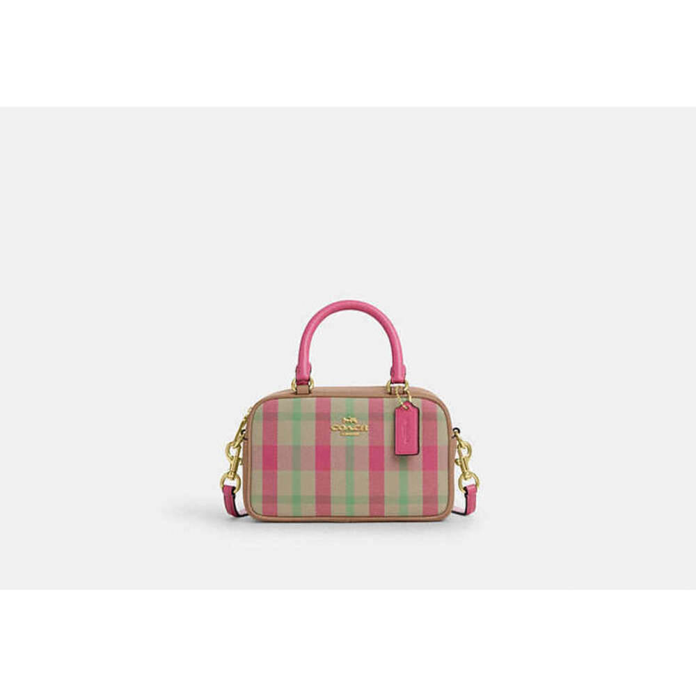 Satchel Crossbody Bag With Plaid Print